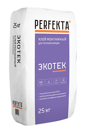 Клей монтажный для теплоизоляции Экотек PERFEKTA, 25 кг