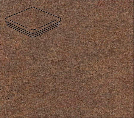 Клинкерная ступень угловая флорентинер Stroeher (цвет Коричневый) maro Keraplatte Asar 9331(640) 345х345х12 мм