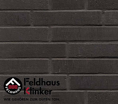 Кирпич клинкерный Feldhaus Klinker (цвет Черный) Ручной формовки "vascu vulkano petino" K706DF75 240х75х52 мм