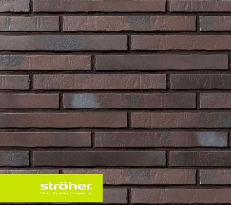 Клинкерная плитка Stroeher (Цвет  Черный) Фактурная Glanzstueck 2452 (N1) 440х52х14 мм